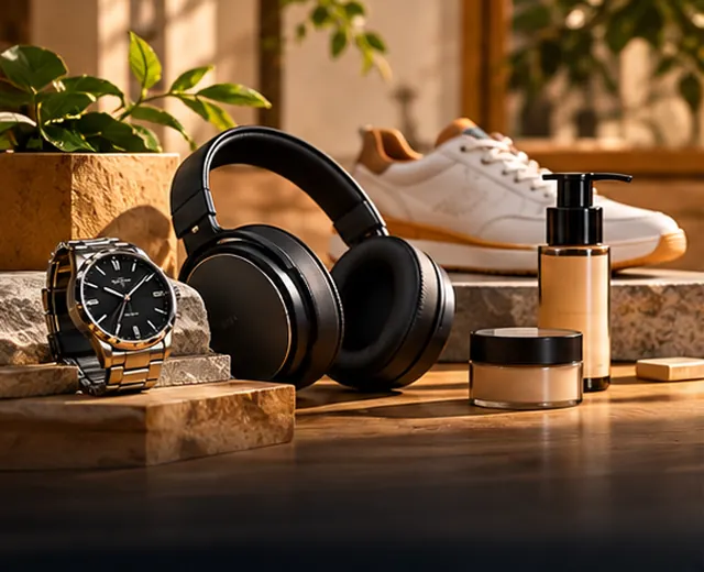 Seleção de relógios, fones, beleza e produtos